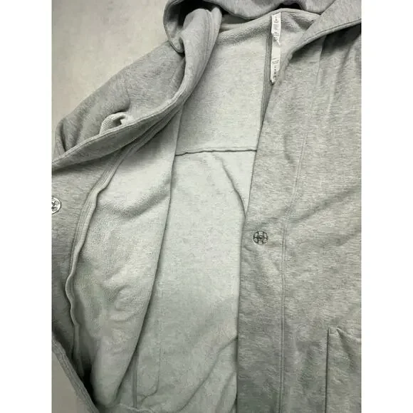 Lululemon Karmacollected Wrap Womens 6 Heather Gray Longline Hooded Sweatshirt - Picture 10 of 13